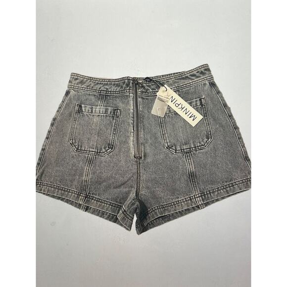 NWT MINKPINK SUMMER BLOWOUT SHAYNA DENIM SHORTS HIGH WAISTED XS 100 Cotton - Picture 1 of 8